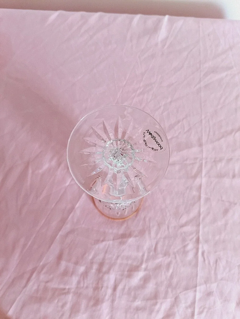 Wedgwood Crystal Wine Glass Gold Rim Diamond Cut Pattern Starburst Base